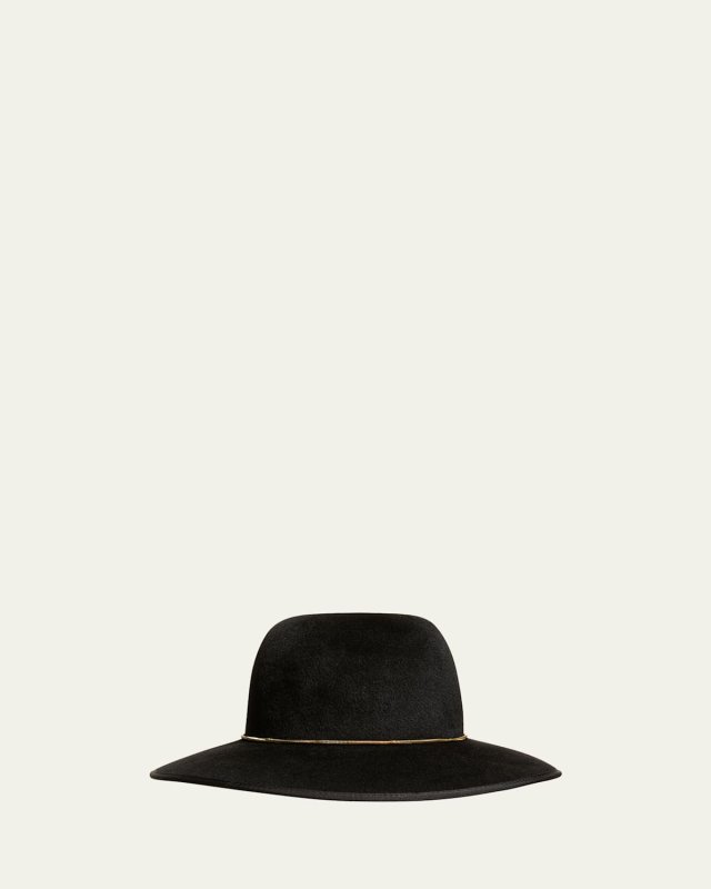 Cashmere-Wool Floppy Hat w/ Golden Chain